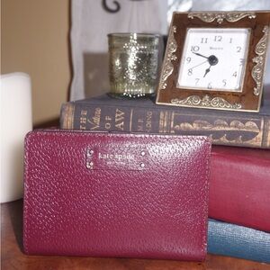 Kate Spade New York Burgundy Leather Wallet – Bifold Snap Closure